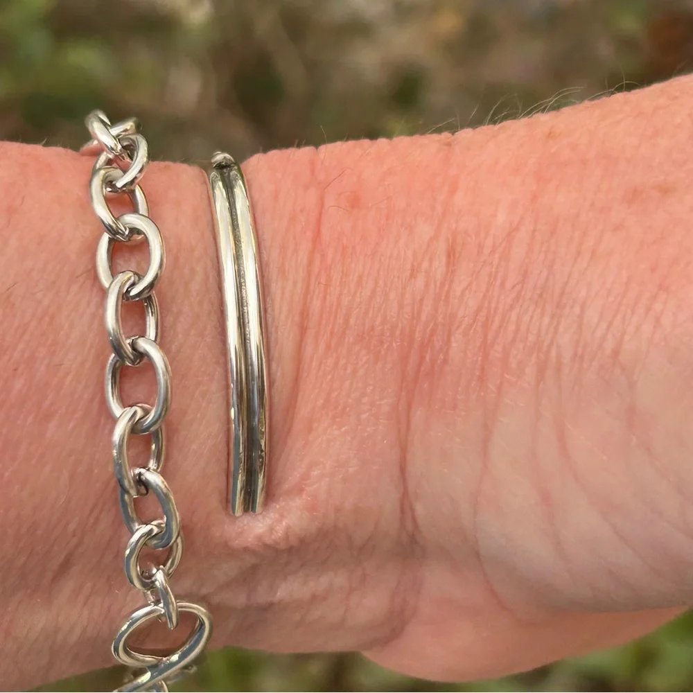 Navajo Hand Made 925 Sterling & Pink Opal Stone Cuff